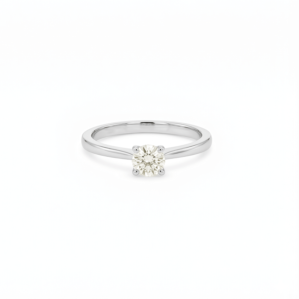 Natural Diamond Solitaire Engagement Ring in 18K White Gold