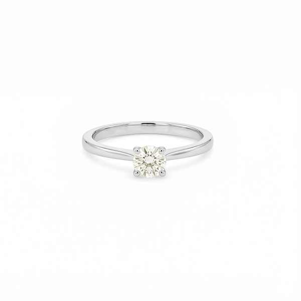 Natural Diamond Solitaire Engagement Ring in 18K White Gold