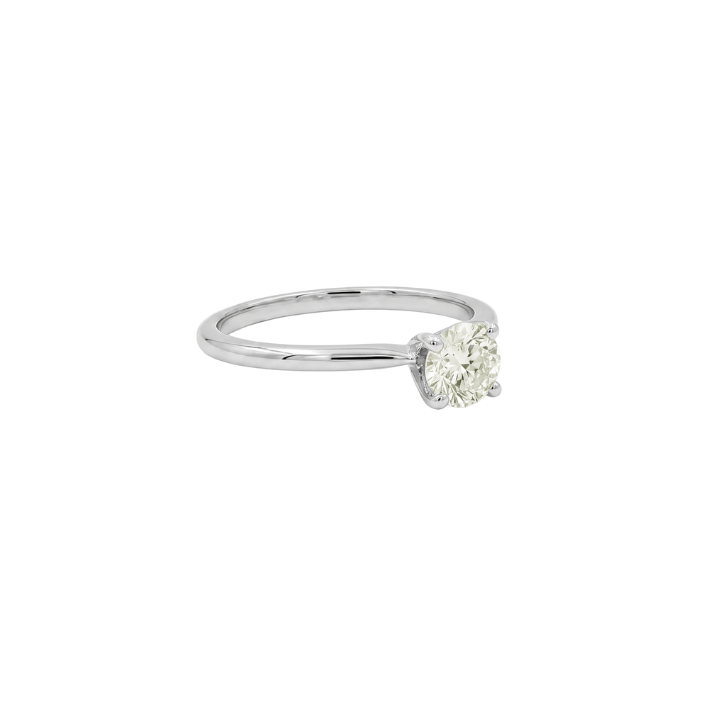 Natural Diamond Solitaire Engagement Ring in 18K White Gold