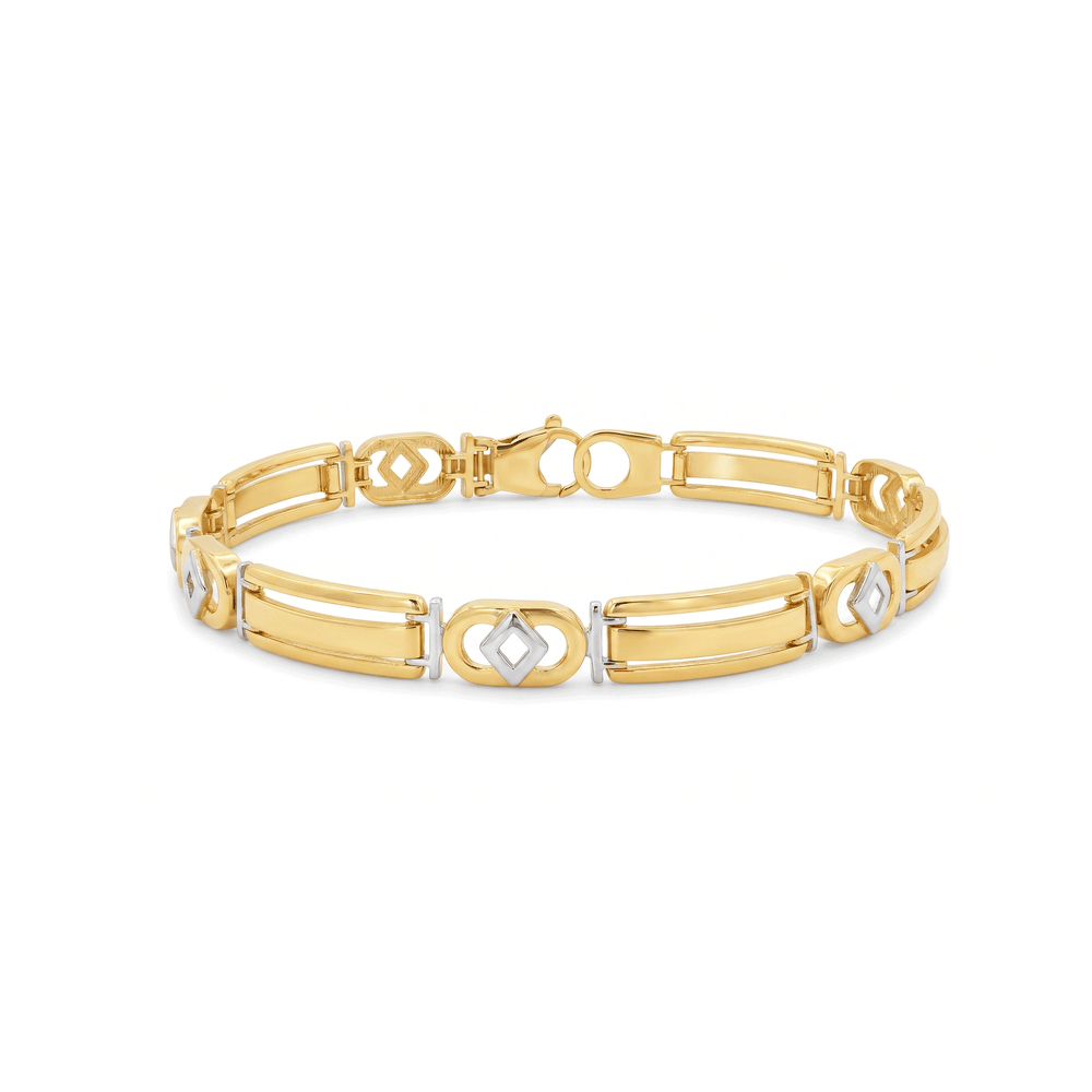 Gold Two-Tone Panel-Link Bracelet in 18K Gold
