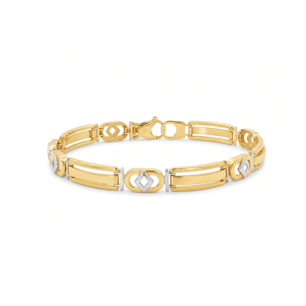 Gold Two-Tone Panel-Link Bracelet in 18K Gold