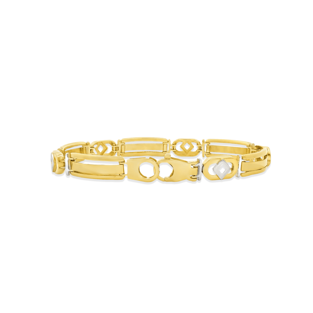Gold Two-Tone Panel-Link Bracelet in 18K Gold