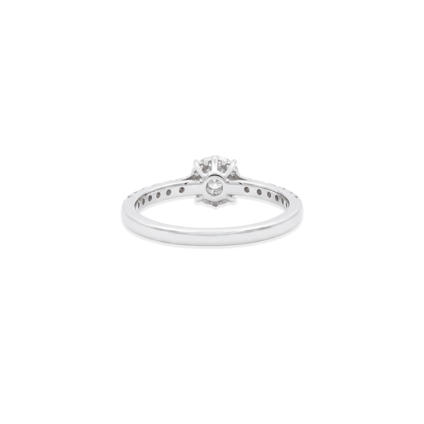 Natural Diamond Radiant Halo Round Engagement Ring in 18K Gold hover