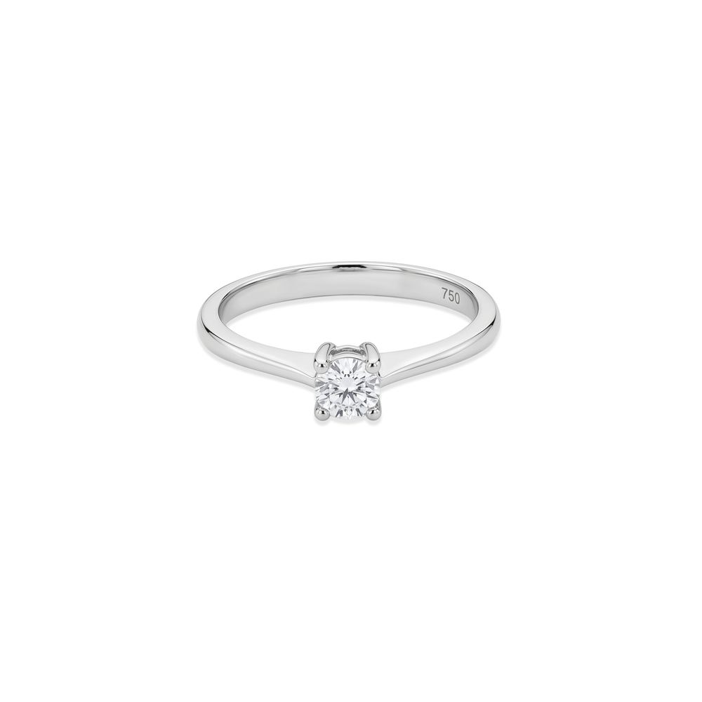 18K White Gold Natural Diamond Solitaire Engagement Ring