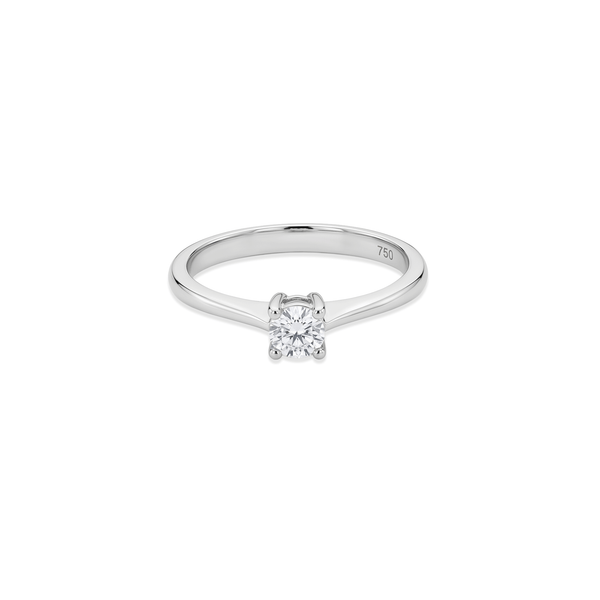 18K White Gold Natural Diamond Solitaire Engagement Ring