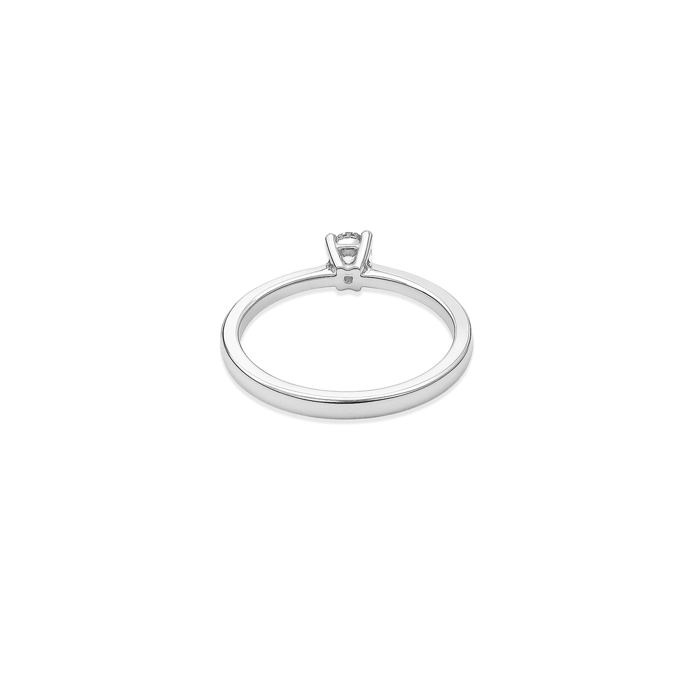 18K White Gold Natural Diamond Solitaire Engagement Ring