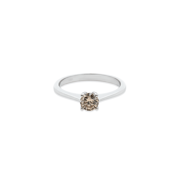 18K White Gold Natural Diamond Solitaire Engagement Ring