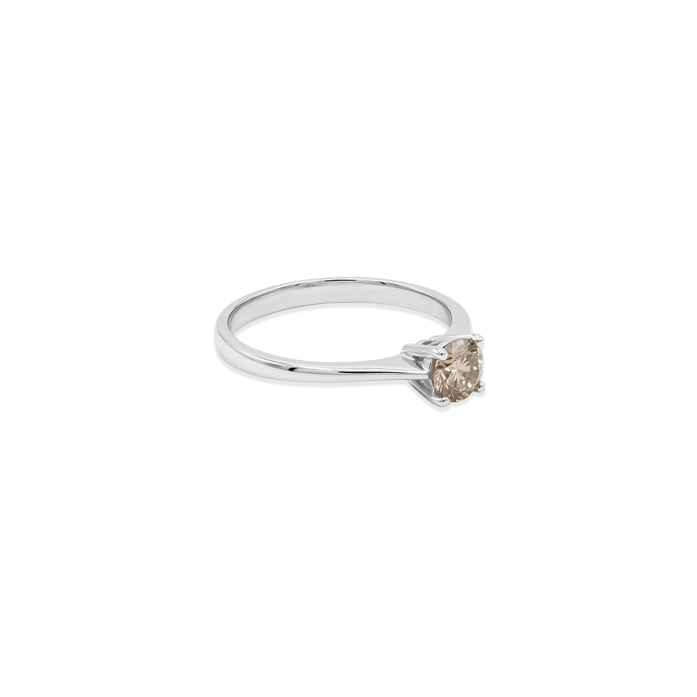18K White Gold Natural Diamond Solitaire Engagement Ring