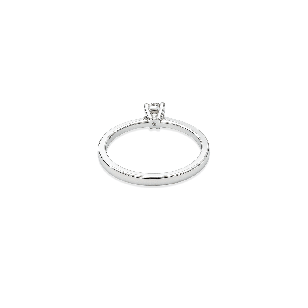 18K White Gold Natural Diamond Solitaire Engagement Ring