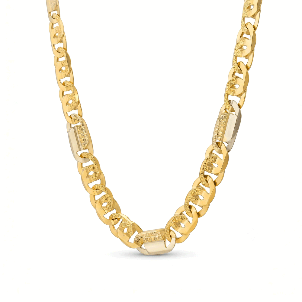 Gold Jewellery Dual-Finish Rectangular Link Chain