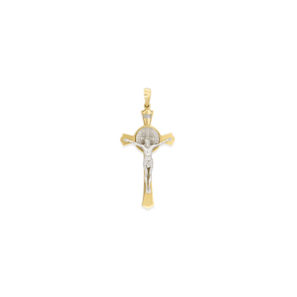 18K Gold Dual-Tone Benedictine Crucifix Pendant
