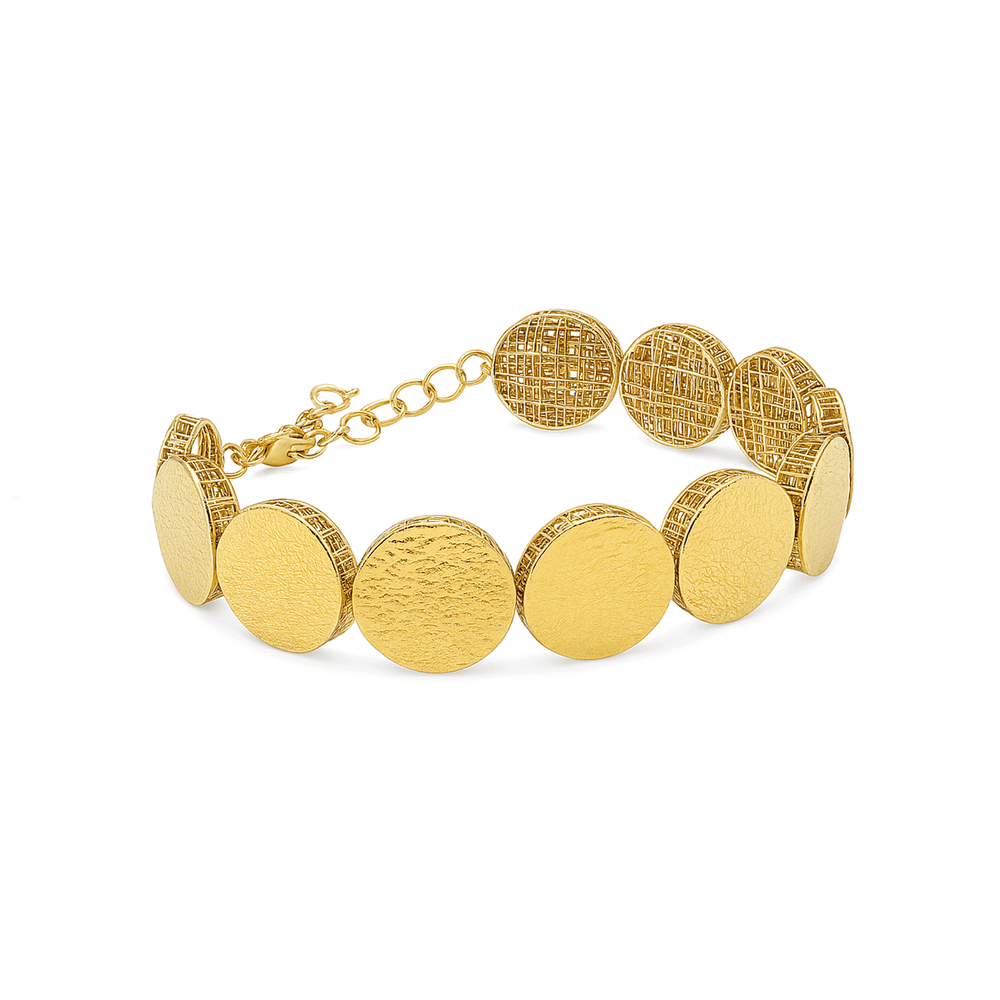 18K Gold Coin-Disc Bracelet – High Polish Finish