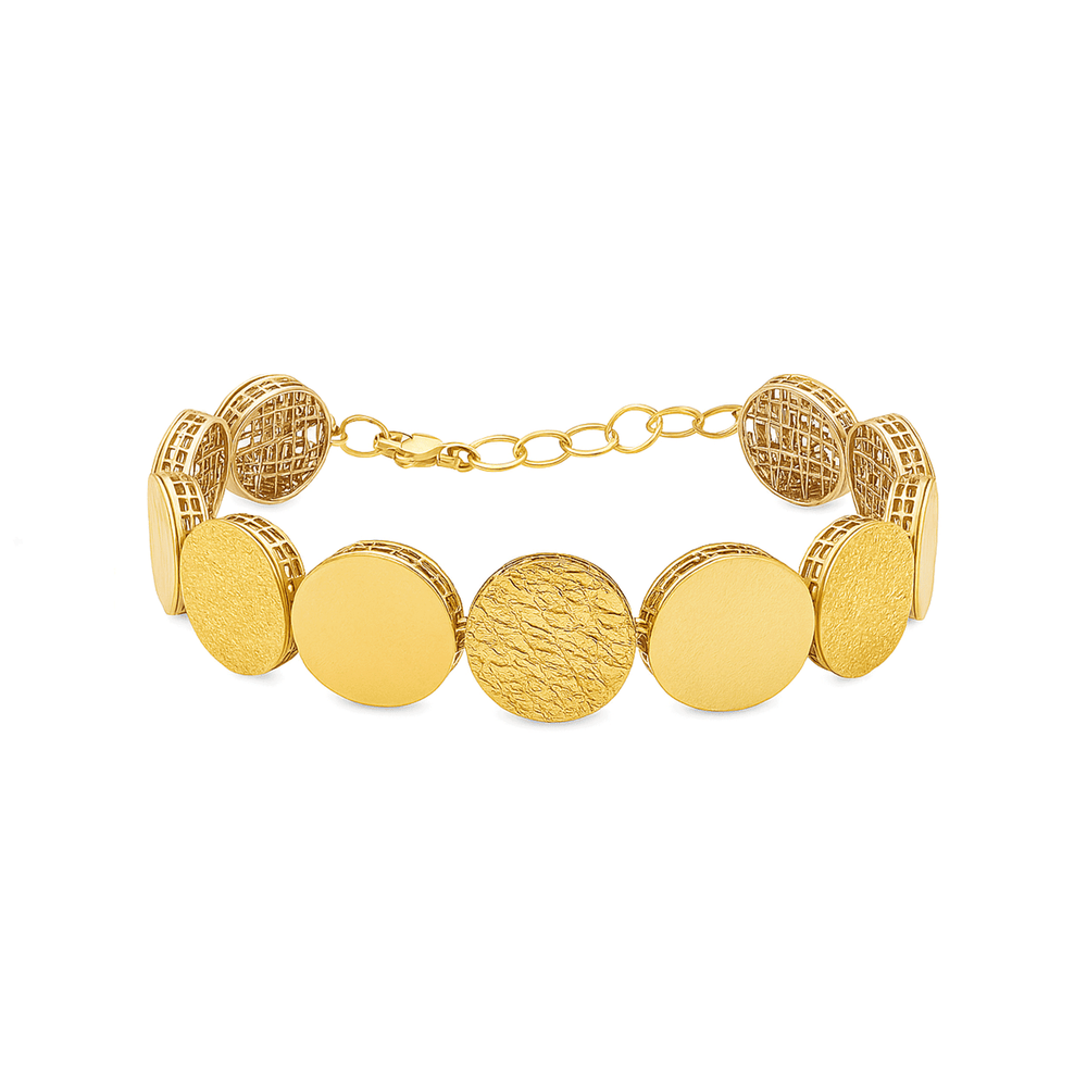 18K Gold Coin-Disc Bracelet – High Polish Finish