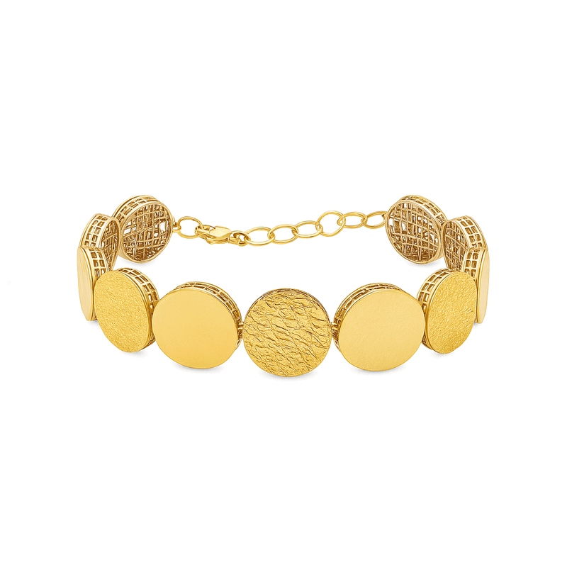 18K Gold Coin-Disc Bracelet – High Polish Finish