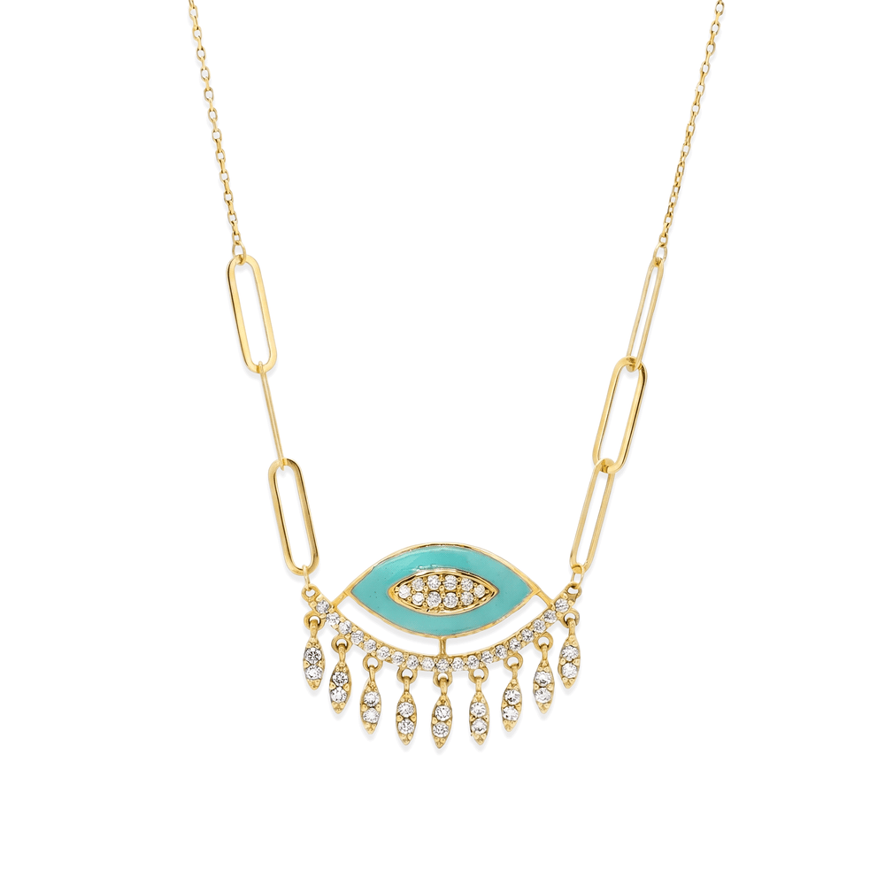 Gold Jewellery Turquoise Celeste Eye Pendant Necklace
