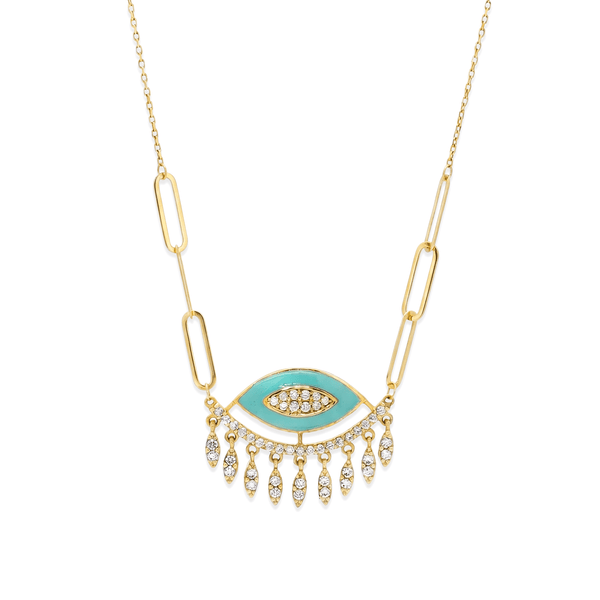 Gold Jewellery Turquoise Celeste Eye Pendant Necklace