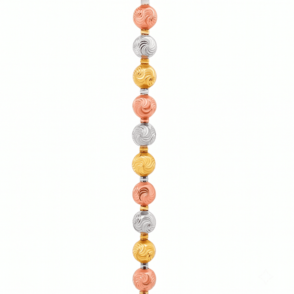 Gold Jewellery Tri-Tone Swirl Bead Necklace | 18K Gold hover