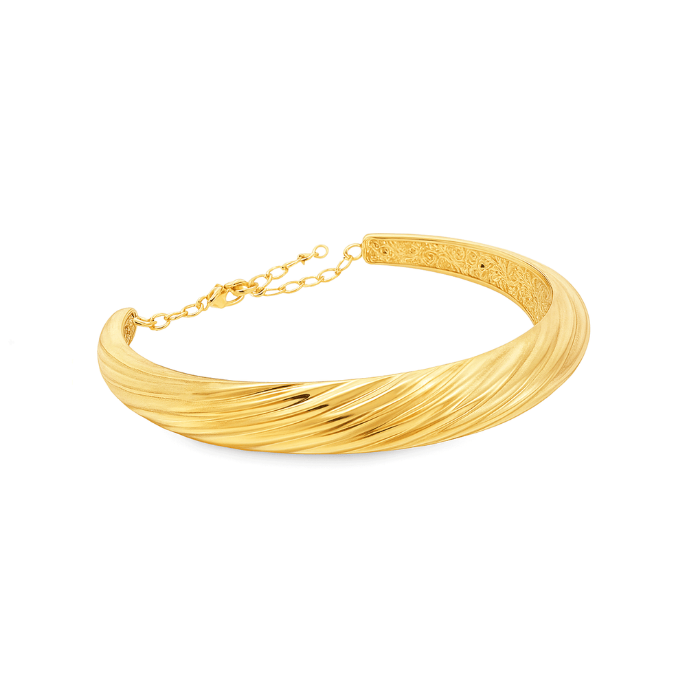 18K Gold Twisted Cuff Bracelet Bangle – Elegant Minimal Gold Bracelet