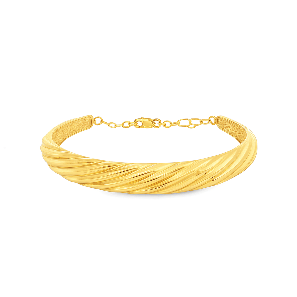 18K Gold Twisted Cuff Bracelet Bangle – Elegant Minimal Gold Bracelet