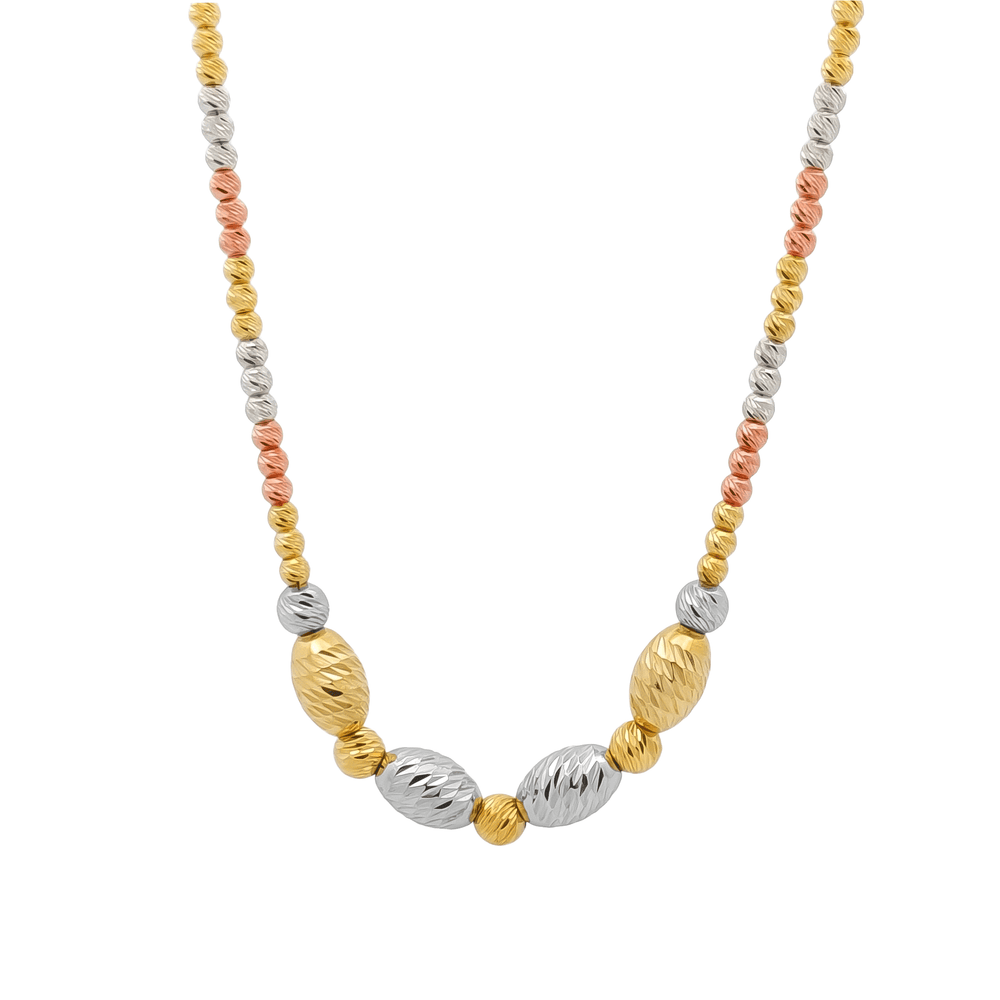 Gold Jewellery Tri-Tone Radiance Strand Necklace | 18K Gold