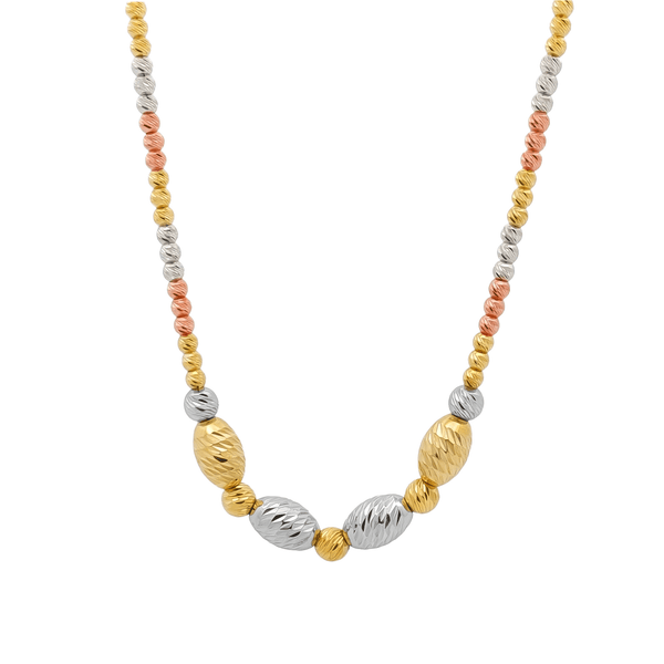 Gold Jewellery Tri-Tone Radiance Strand Necklace | 18K Gold