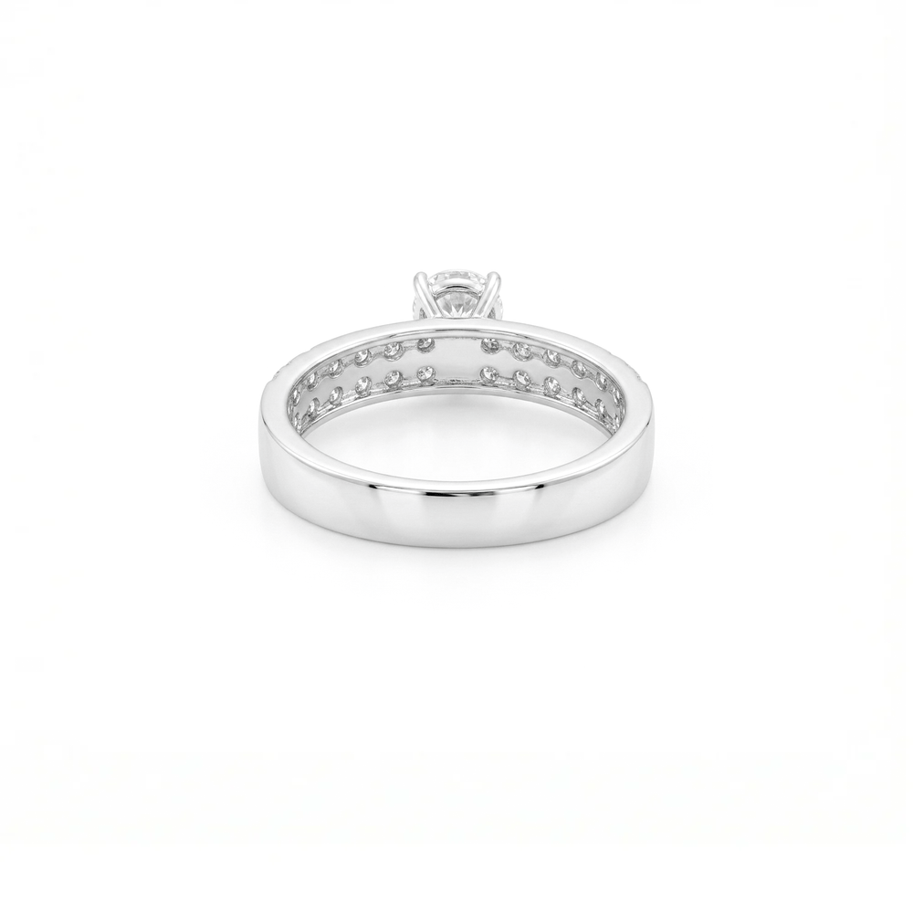 Natural Diamond Radiant Baguette Cluster Pavé Ring in 18K Gold