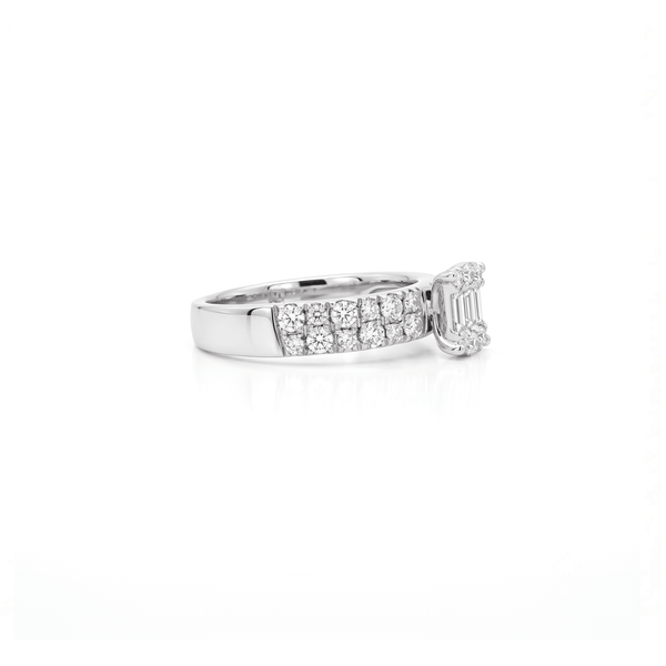 Natural Diamond Radiant Baguette Cluster Pavé Ring in 18K Gold hover