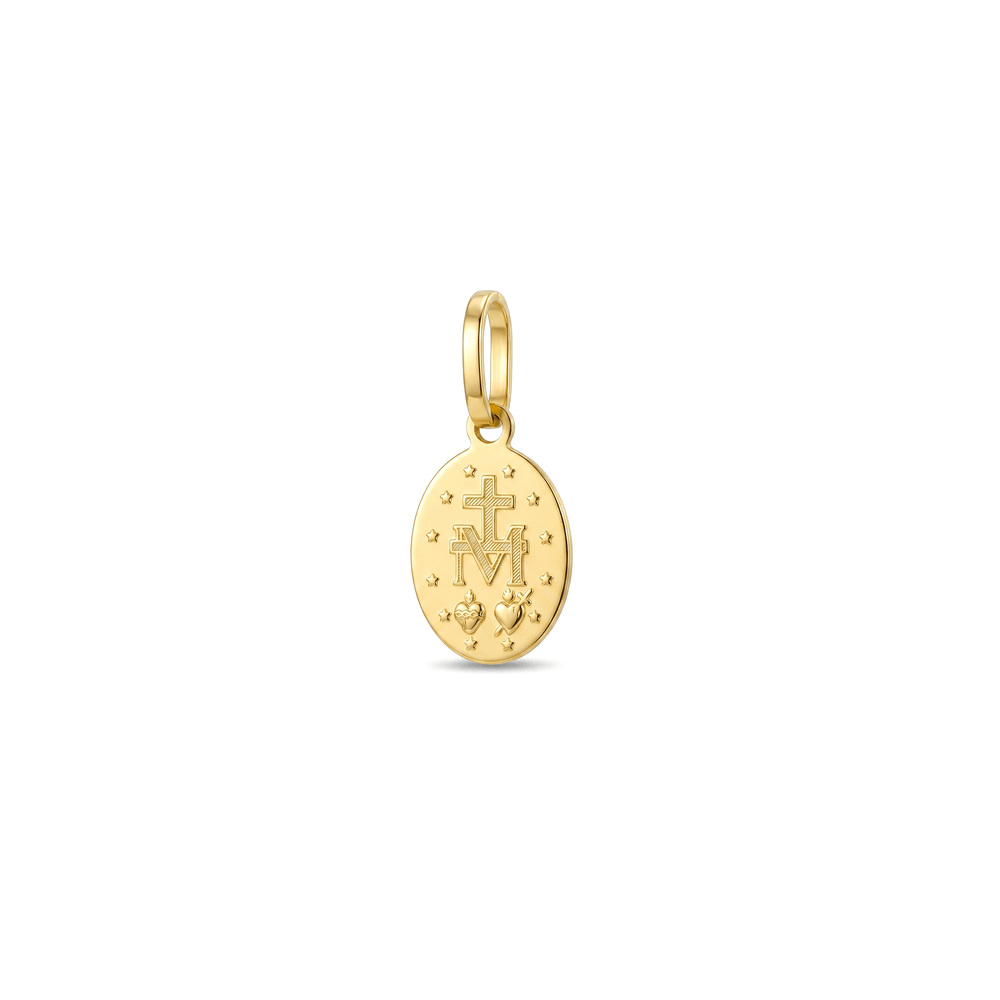 Gold Jewellery Golden 18K Miraculous Mary Oval Pendant