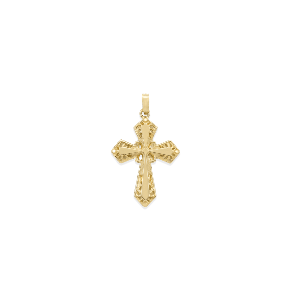 Golden 18K Golden Sovereign Flare Cross Pendant