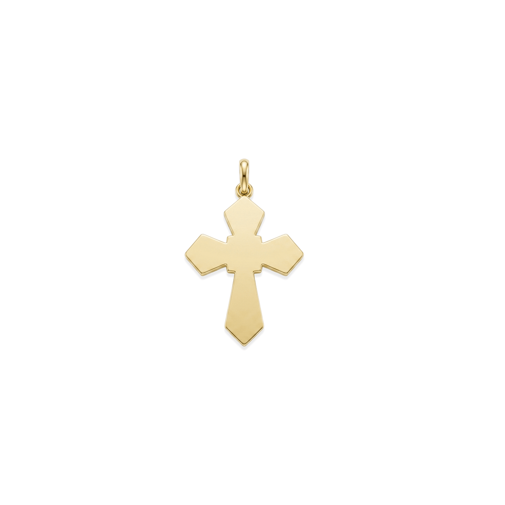 Golden 18K Golden Sovereign Flare Cross Pendant