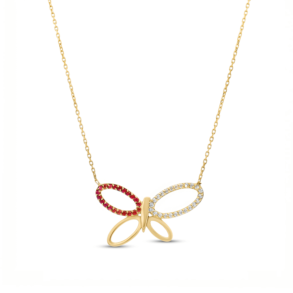Dual-Bloom Butterfly Gold Necklace
