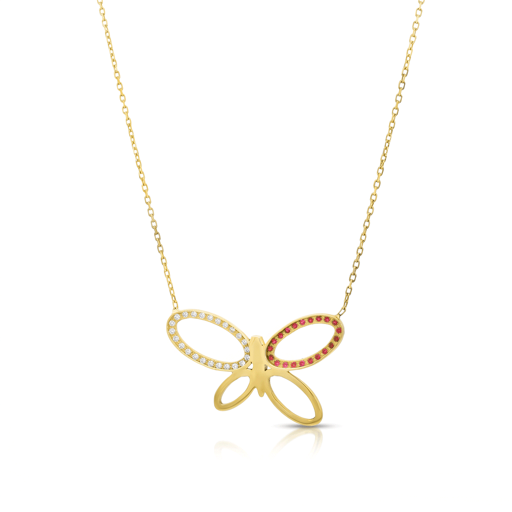 Dual-Bloom Butterfly Gold Necklace