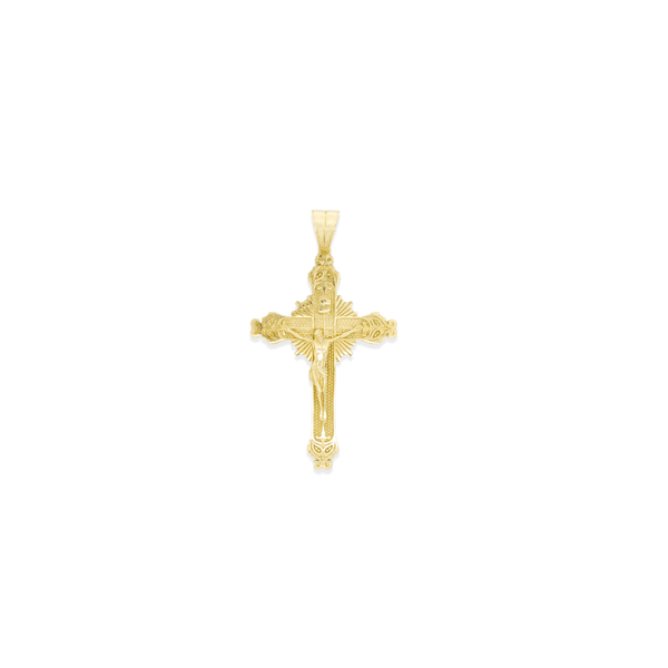 18K Golden Divine Majesty Crucifix Pendant | Flashy