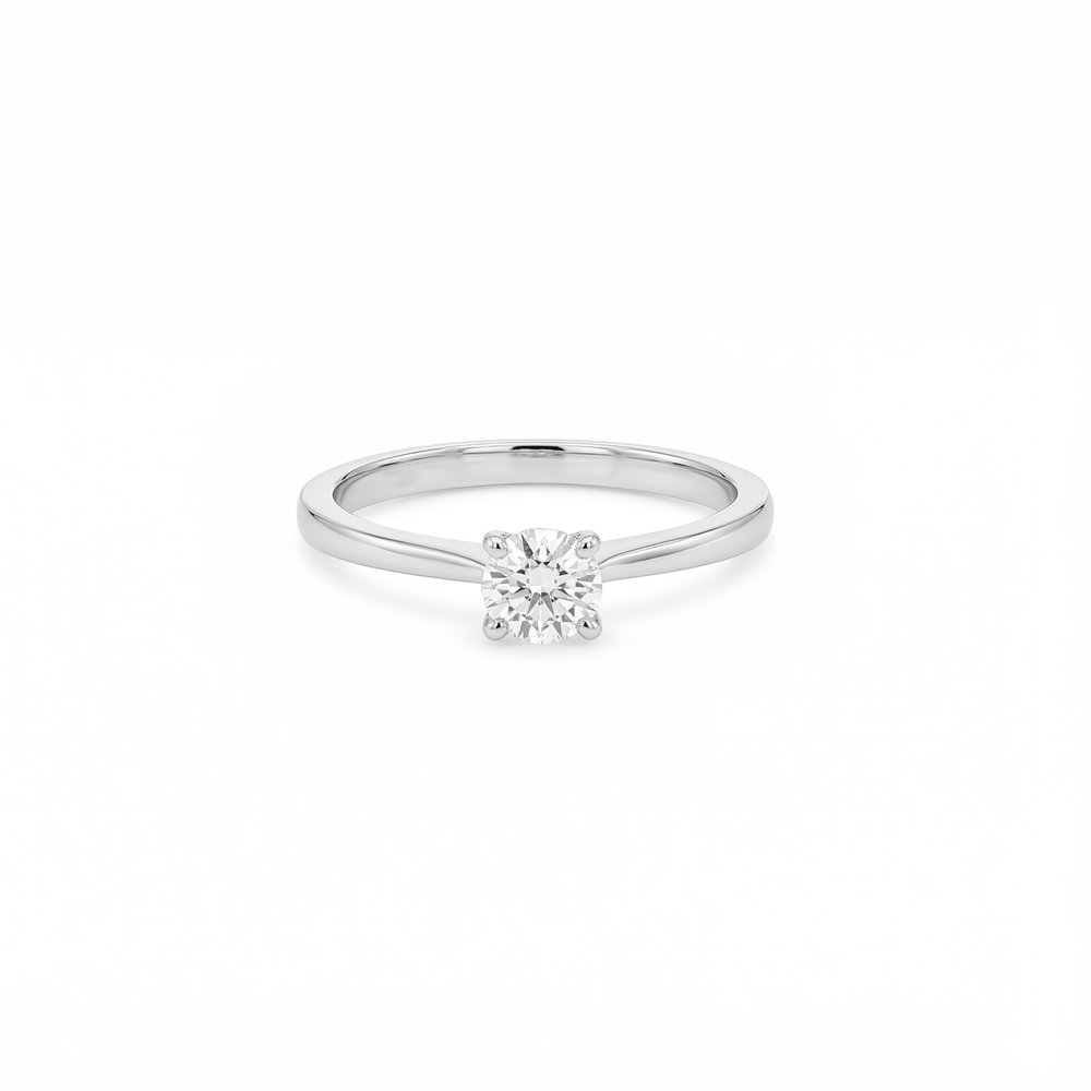 Natural Diamond Solitaire Engagement Ring in 18K White Gold