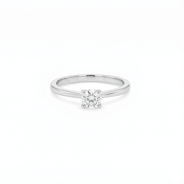 Natural Diamond Solitaire Engagement Ring in 18K White Gold