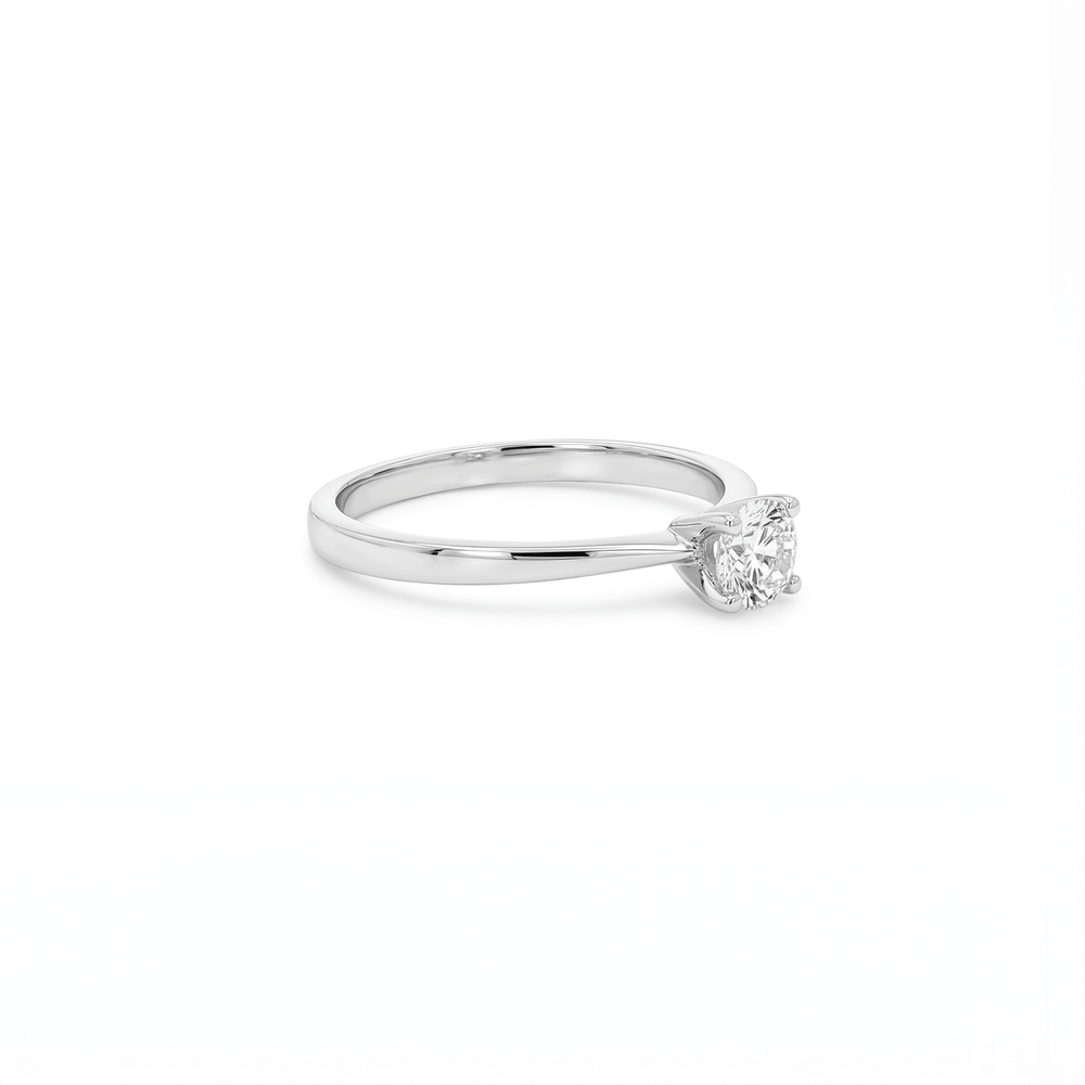 Natural Diamond Solitaire Engagement Ring in 18K White Gold