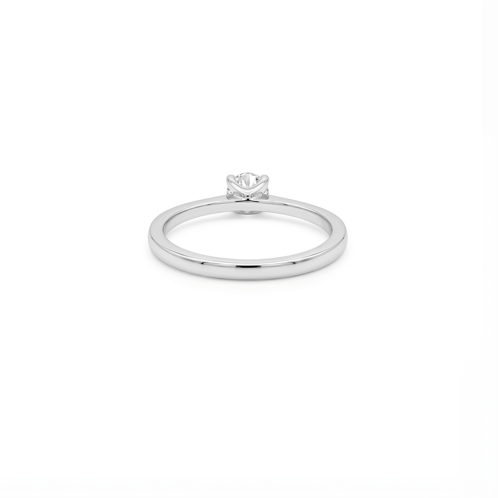 Natural Diamond Solitaire Engagement Ring in 18K White Gold