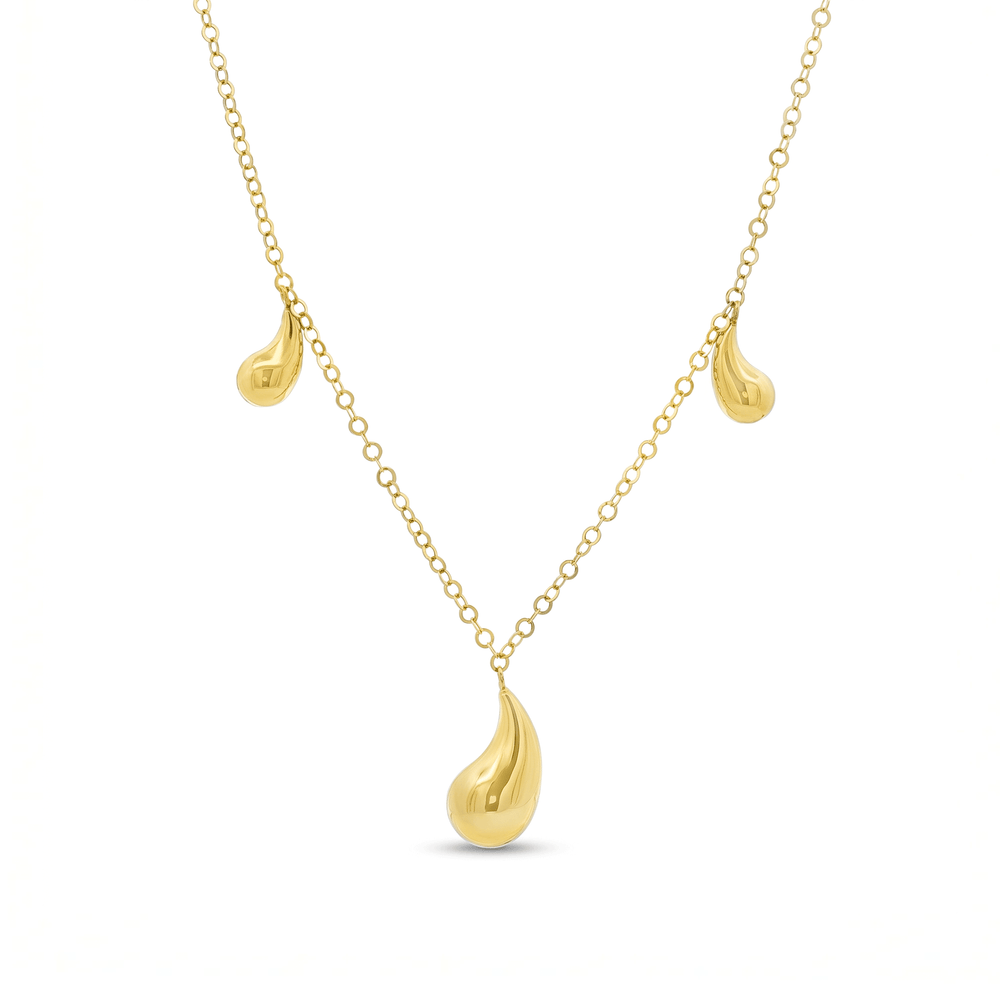Gold Seven Teardrop Necklace – 18K Yellow Gold Pendant Necklace