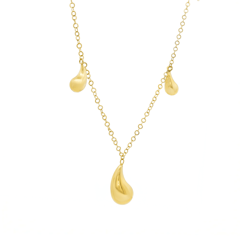 Gold Seven Teardrop Necklace – 18K Yellow Gold Pendant Necklace