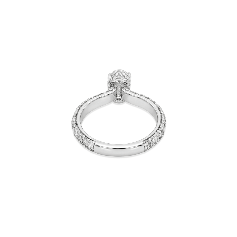 Natural Diamond Oval Radiance Pavé Engagement Ring in 18K White Gold