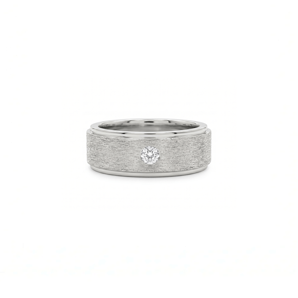 Natural Diamond Single-Stone Matte Band for Men