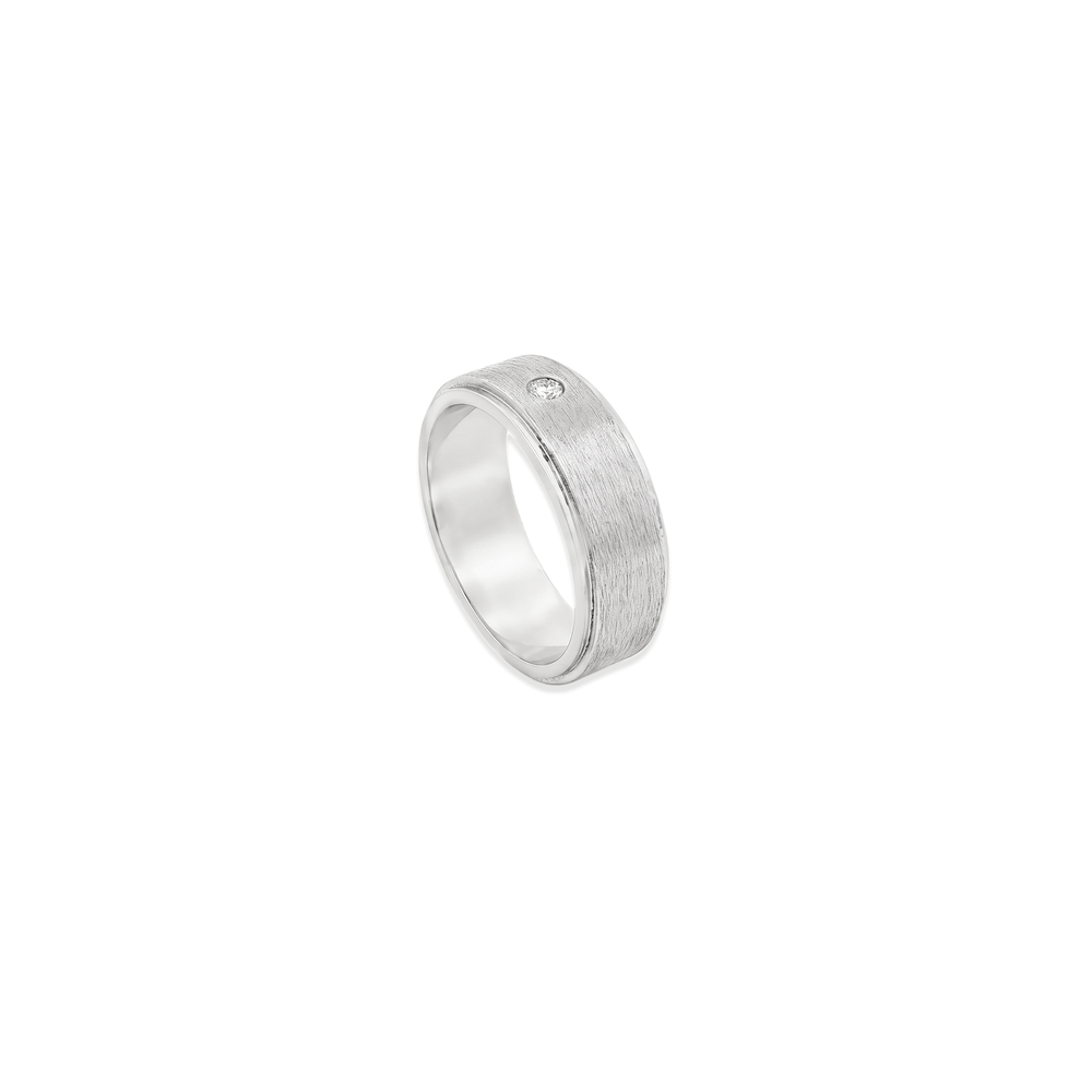 Natural Diamond Single-Stone Matte Band for Men