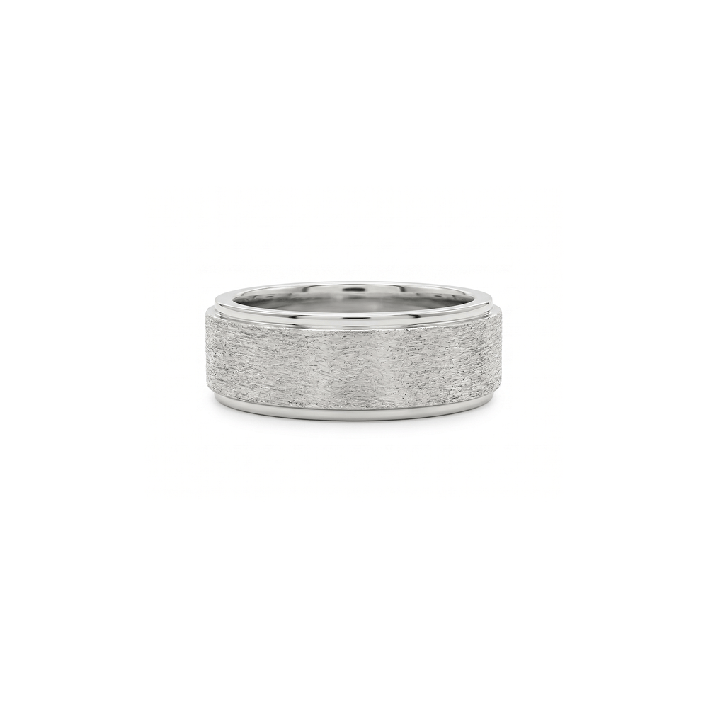 Natural Diamond Single-Stone Matte Band for Men
