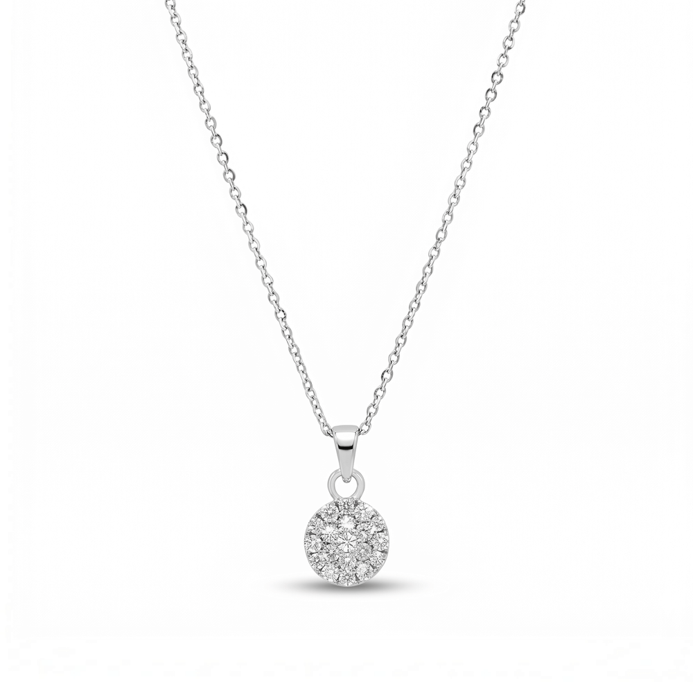 Natural Diamond Flashy “Radiant Cluster” Pendant in 18K White Gold