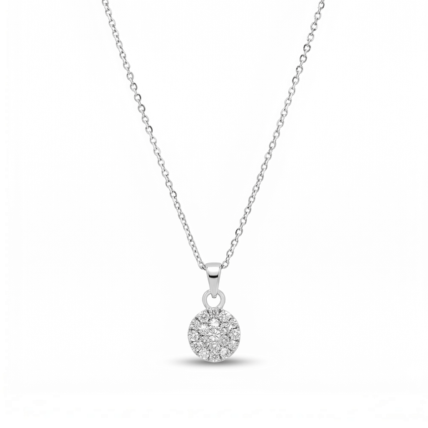 Natural Diamond Flashy “Radiant Cluster” Pendant in 18K White Gold