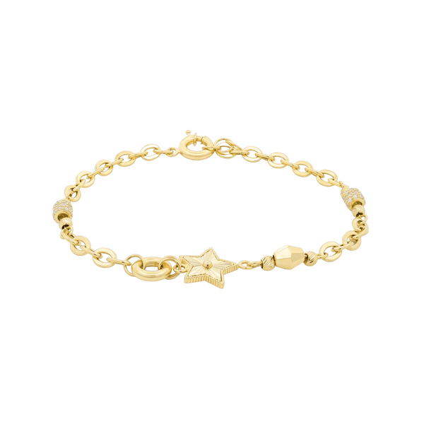 18K Gold Stellar Charm Link Bracelet