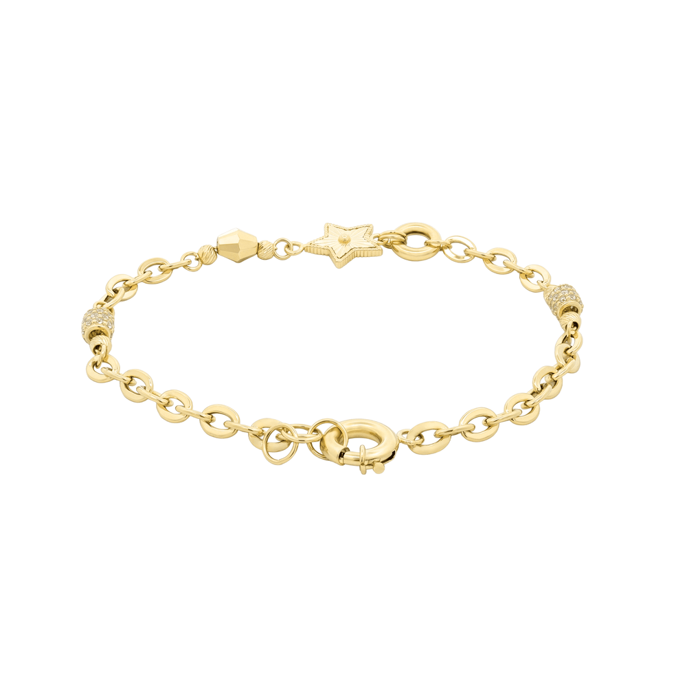 18K Gold Stellar Charm Link Bracelet