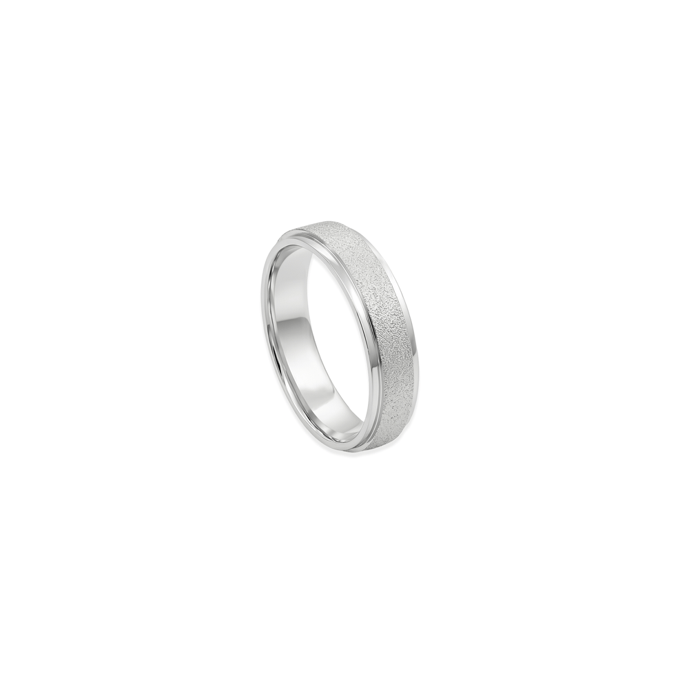 The Matte Edge Band – 18K White Gold Ring