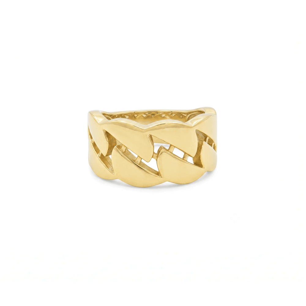 18K Gold Sculpted Link Signature Band Ring