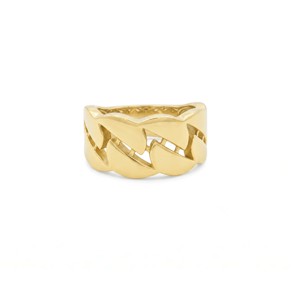 18K Gold Sculpted Link Signature Band Ring